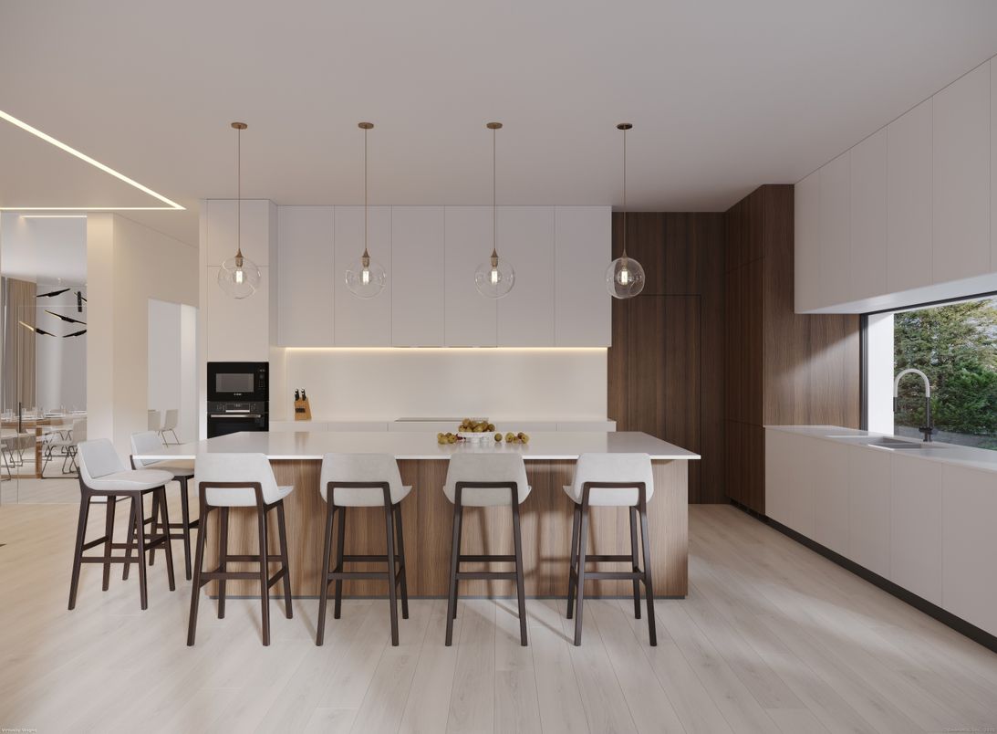 Interior, Kitchen, Pendant Lights, Wood Texture Flooring