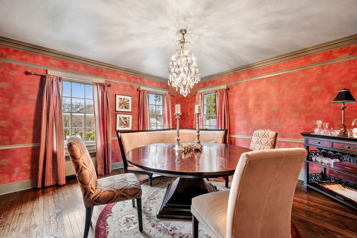 Chandelier, Dining room, Interior, Wood Texture Flooring