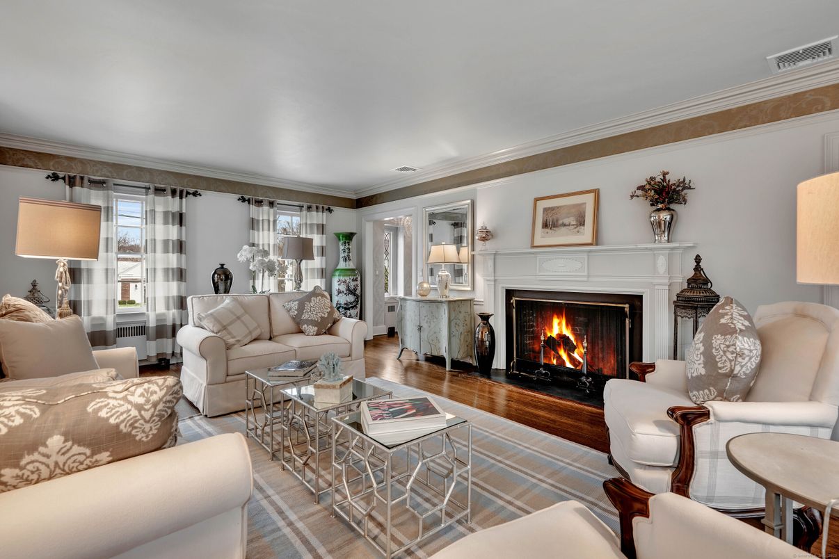 Dining room, Fireplace, Interior, Living room, Wood Texture Flooring