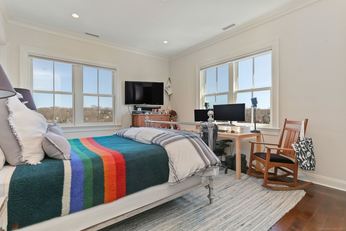 Bedroom, Home Office, Interior, Recessed Lighting, Wood Texture Flooring