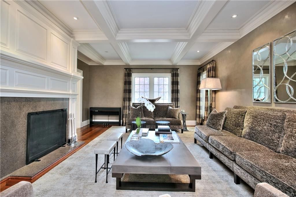 Fireplace, Interior, Living room, Piano, Recessed Lighting, Wood Texture Flooring