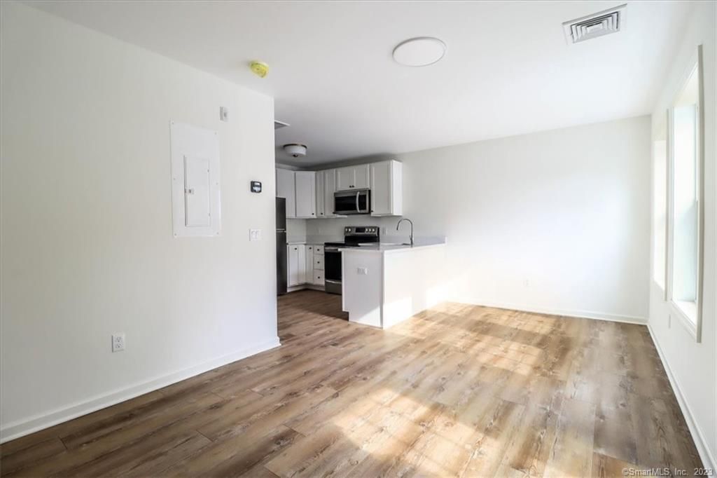 Interior, Kitchen, Stainless Steel Appliances, Wood Texture Flooring