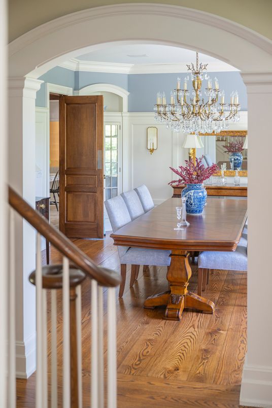 Chandelier, Dining room, Interior, Wood Texture Flooring