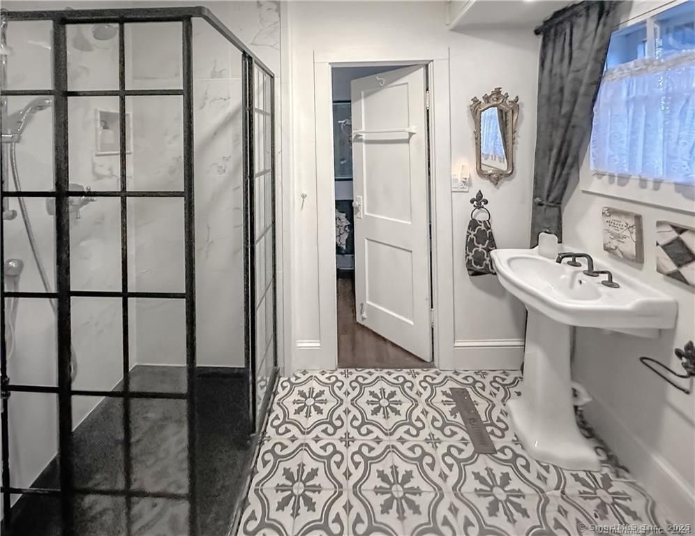 Bathroom, Glass Shower, Interior, Wood Texture Flooring