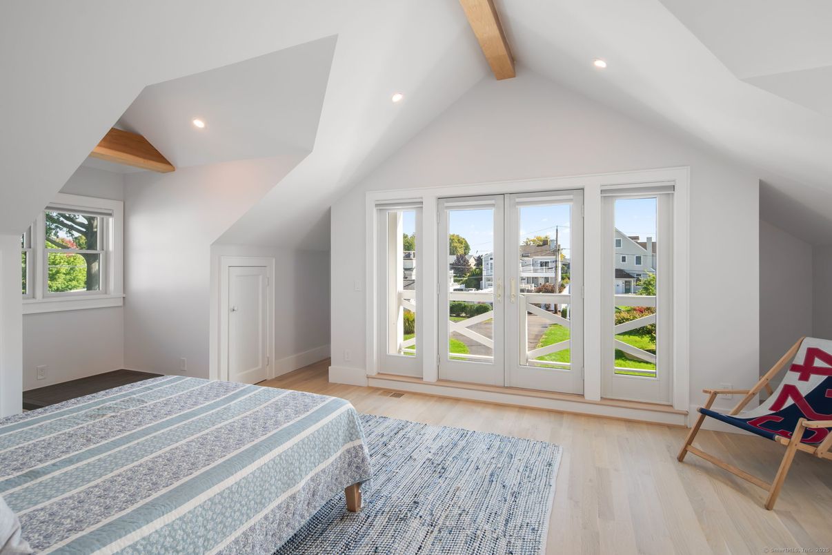 Bedroom, Interior, Recessed Lighting, Wooden Beams, Wood Texture Flooring