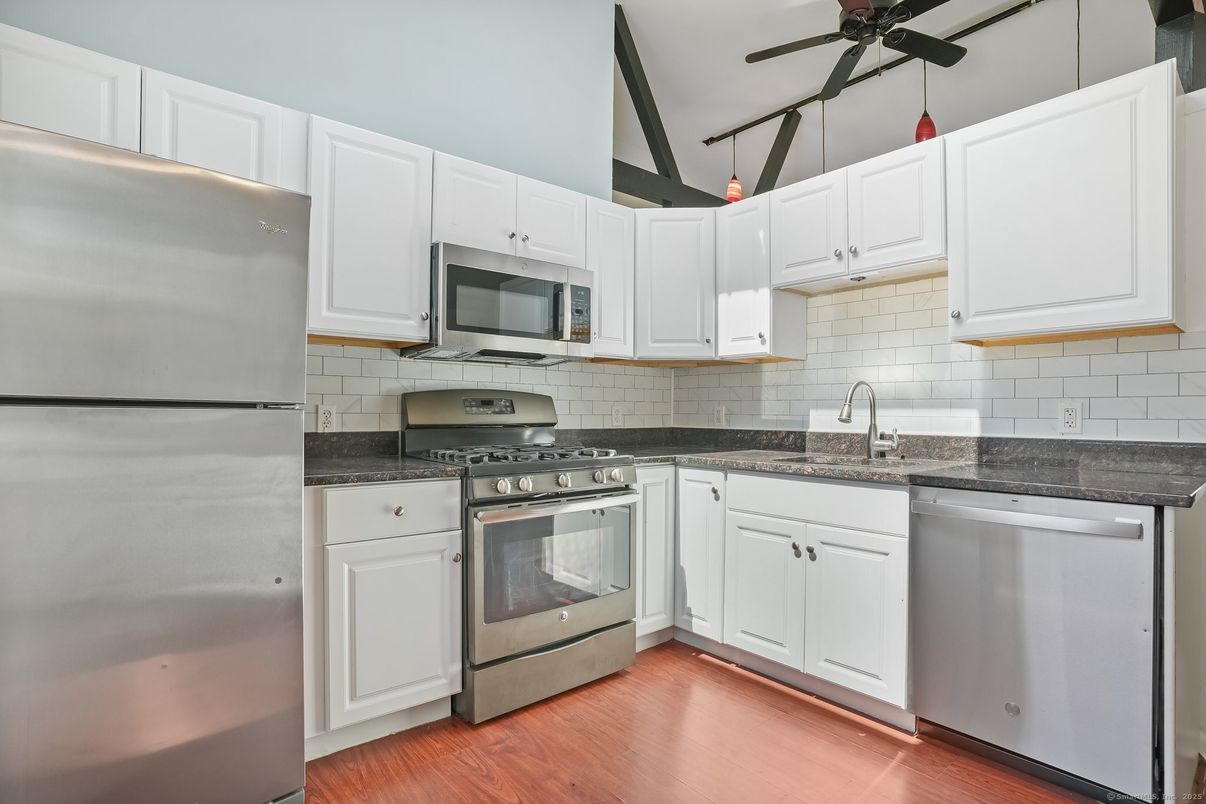 Interior, Kitchen, Stainless Steel Appliances, Wood Texture Flooring