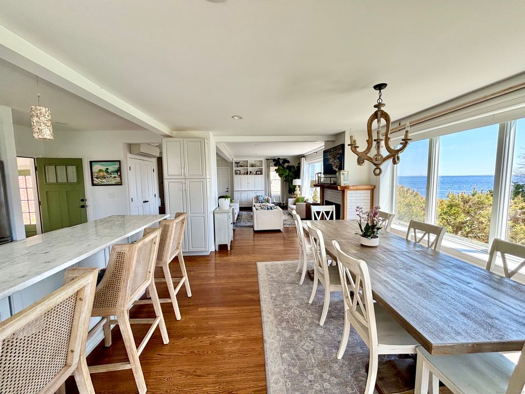 Chandelier, Dining room, Interior, Kitchen, Living room, Water, Wood Texture Flooring