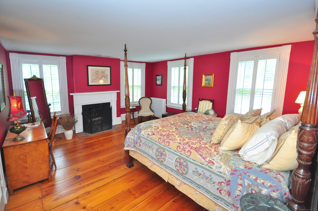 Bedroom, Fireplace, Interior, Wood Texture Flooring
