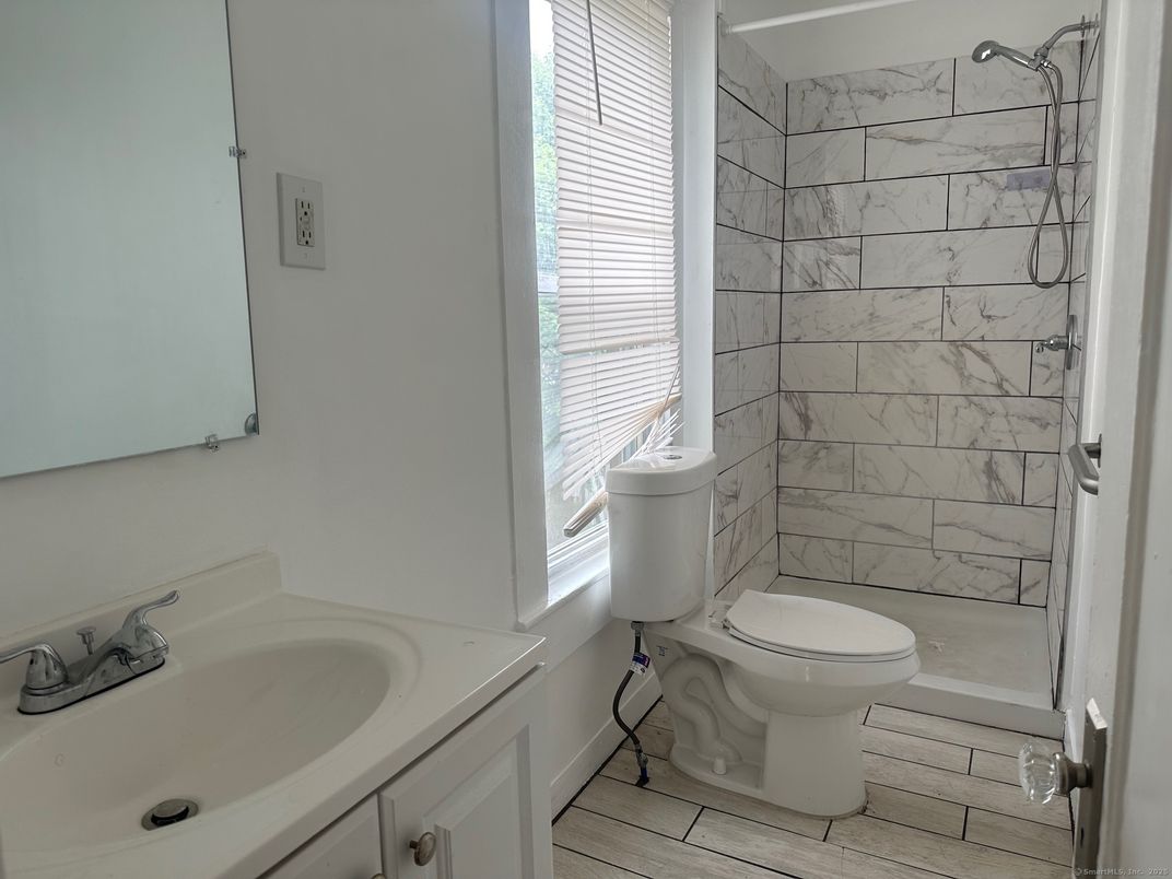 Bathroom, Interior, Marble Walls, Wood Texture Flooring