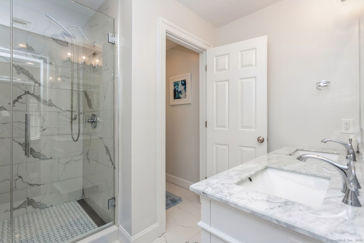 Bathroom, Glass Shower, Interior, Marble Walls