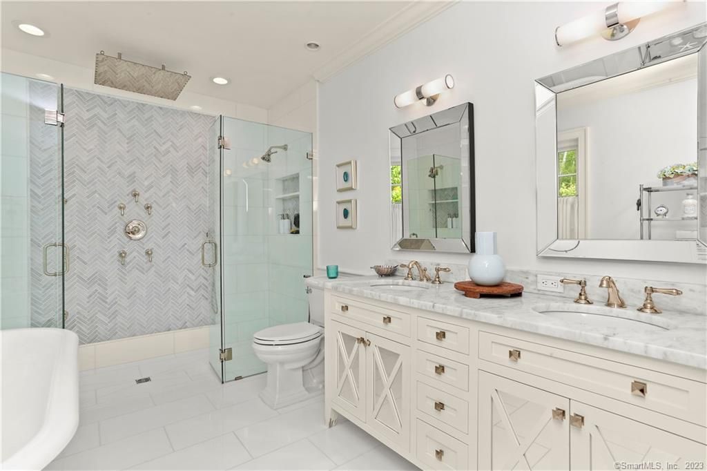 Bathroom, Dual Sink Vanities, Glass Shower, Interior, Recessed Lighting