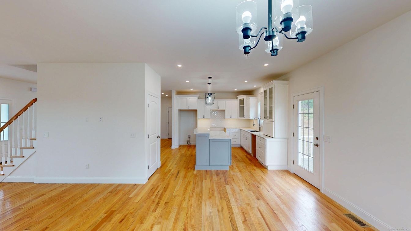 Chandelier, Interior, Kitchen, Pendant Lights, Recessed Lighting, Wood Texture Flooring