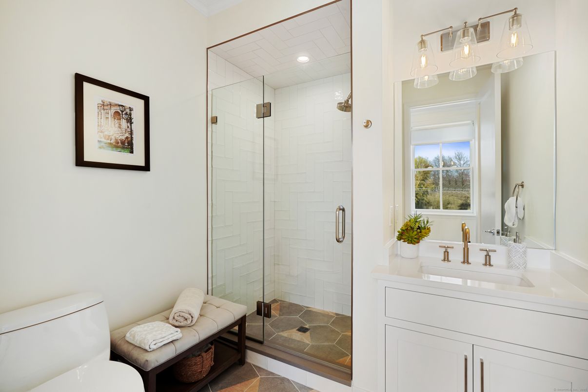 Bathroom, Glass Shower, Interior, Recessed Lighting