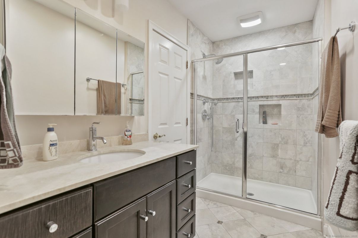 Bathroom, Glass Shower, Interior, Recessed Lighting