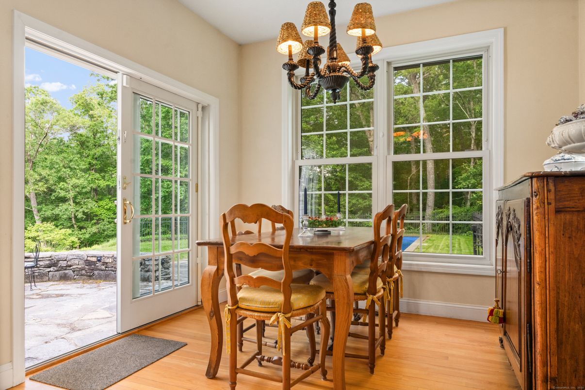 Chandelier, Dining room, Interior, Wood Texture Flooring