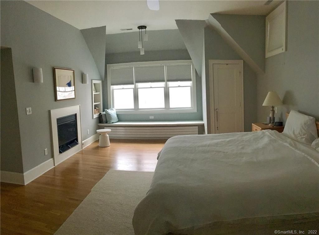 Bedroom, Fireplace, Interior, Wood Texture Flooring