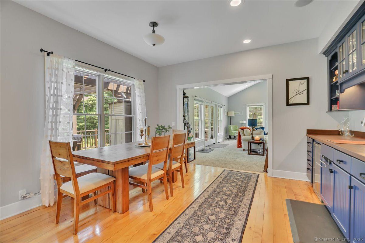 Dining room, Interior, Recessed Lighting, Wood Texture Flooring