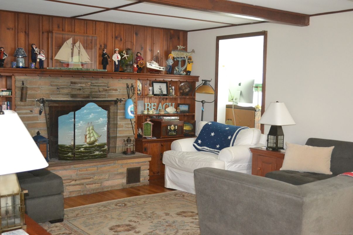 Fireplace, Interior, Living room, Stone Walls, Wooden Beams, Wood Texture Flooring, Wooden Walls