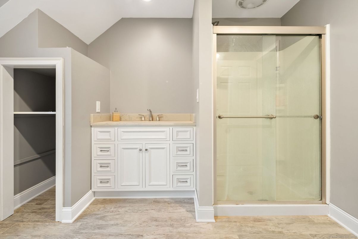 Bathroom, Glass Shower, Interior, Recessed Lighting
