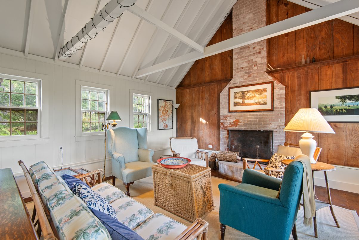 Fireplace, Interior, Living room, Stone Walls, Wooden Walls