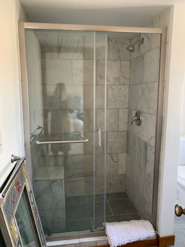 Bathroom, Glass Shower, Interior, Marble Walls