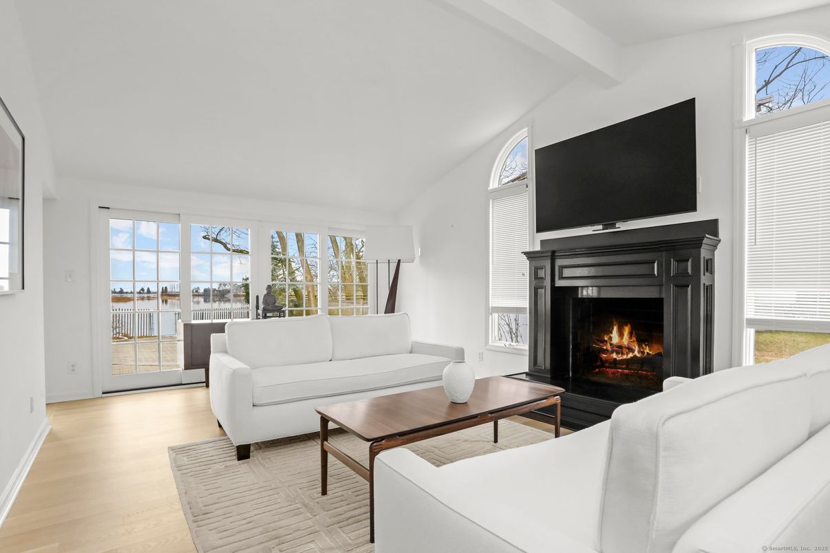 Fireplace, Interior, Living room, Water, Wood Texture Flooring
