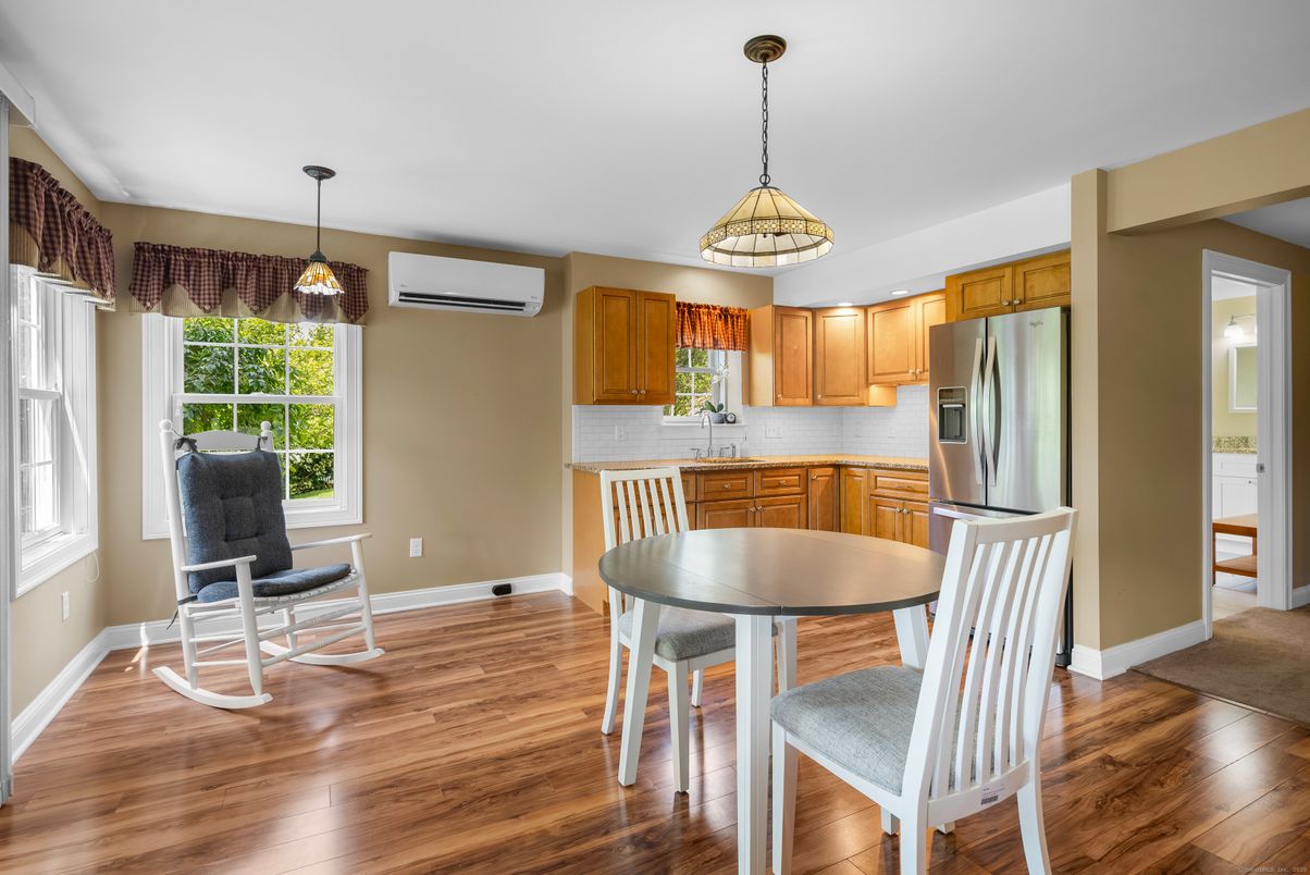 Dining room, Interior, Kitchen, Pendant Lights, Wood Texture Flooring
