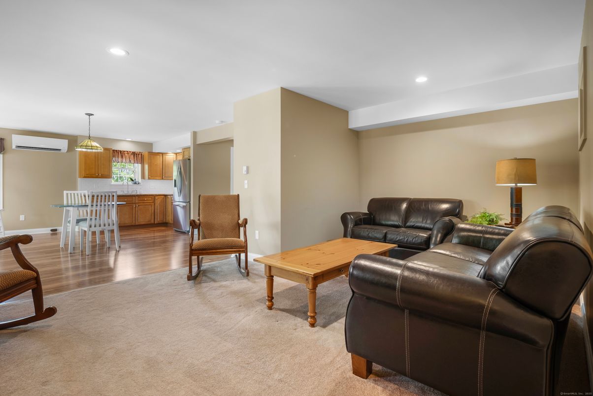 Dining room, Interior, Kitchen, Living room, Recessed Lighting, Wood Texture Flooring