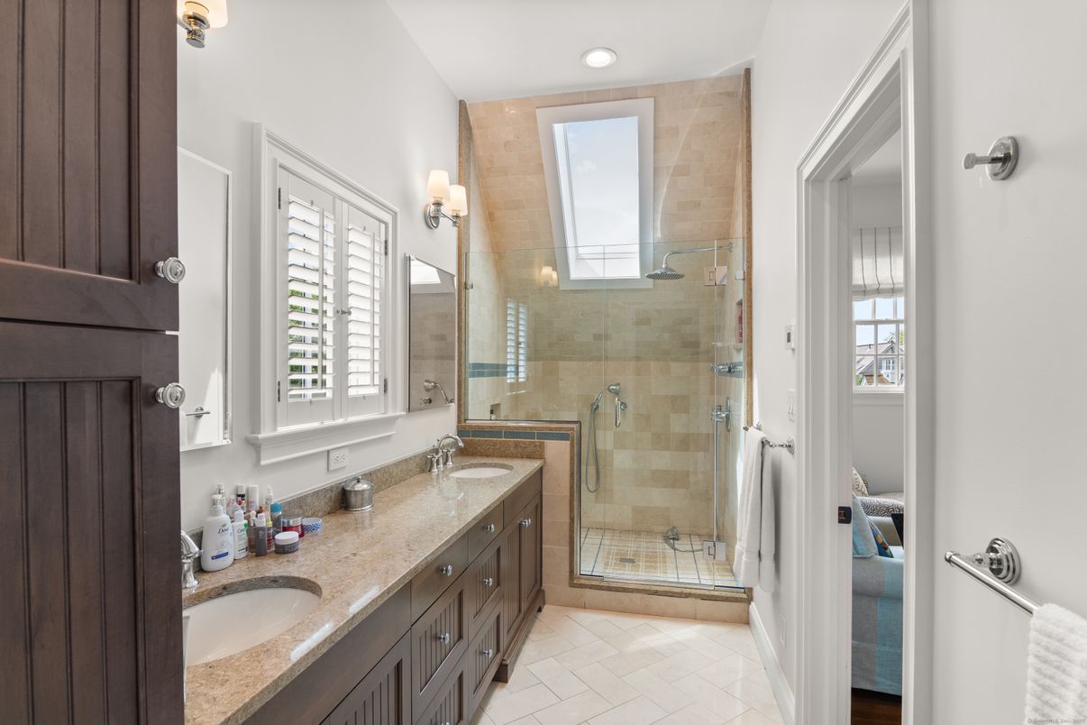 Bathroom, Dual Sink Vanities, Glass Shower, Interior, Recessed Lighting