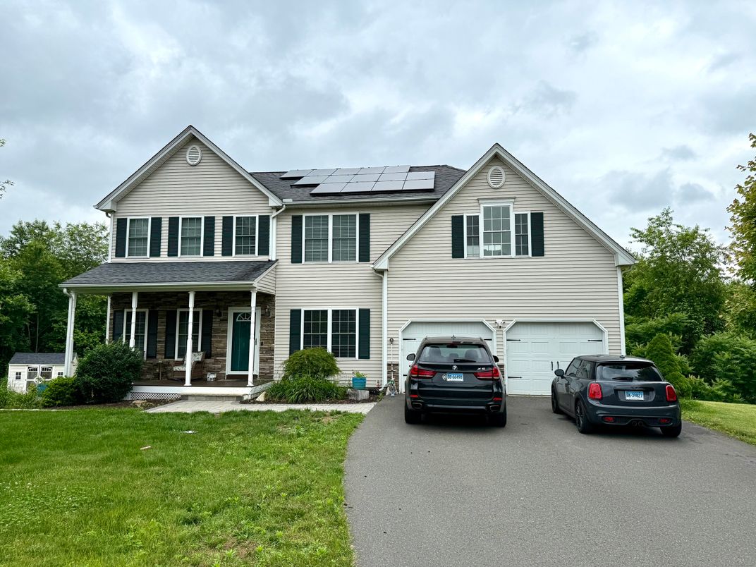 Attached, Exterior, Facade, Solar Panels, Farmhouse