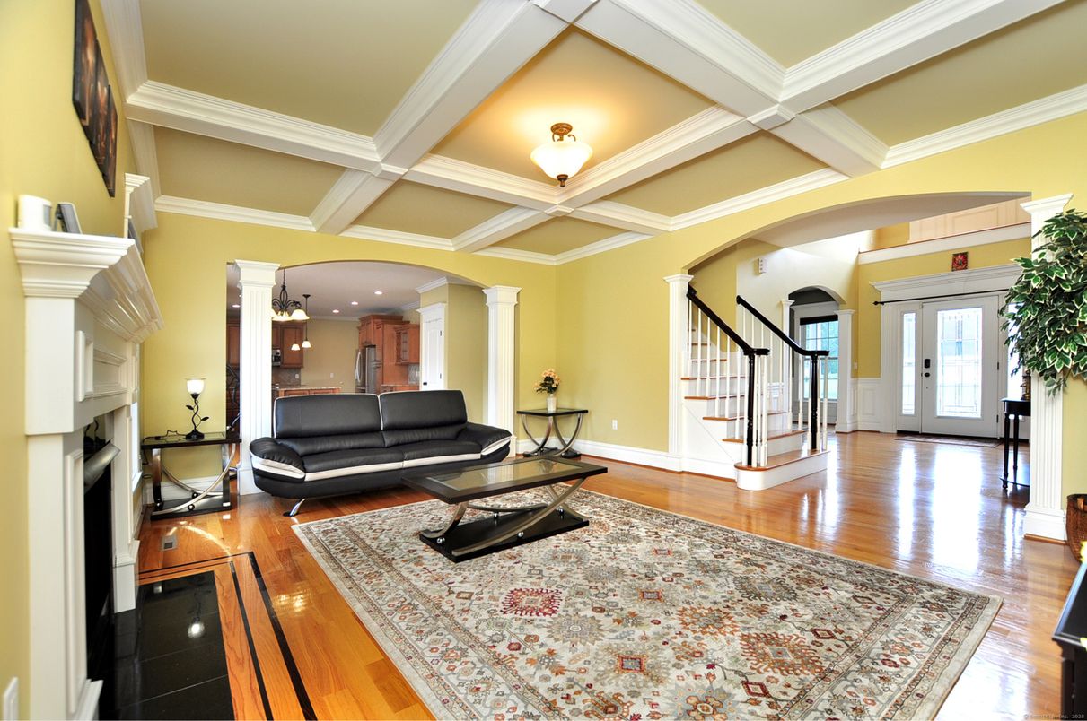 Fireplace, Interior, Recessed Lighting, Wood Texture Flooring