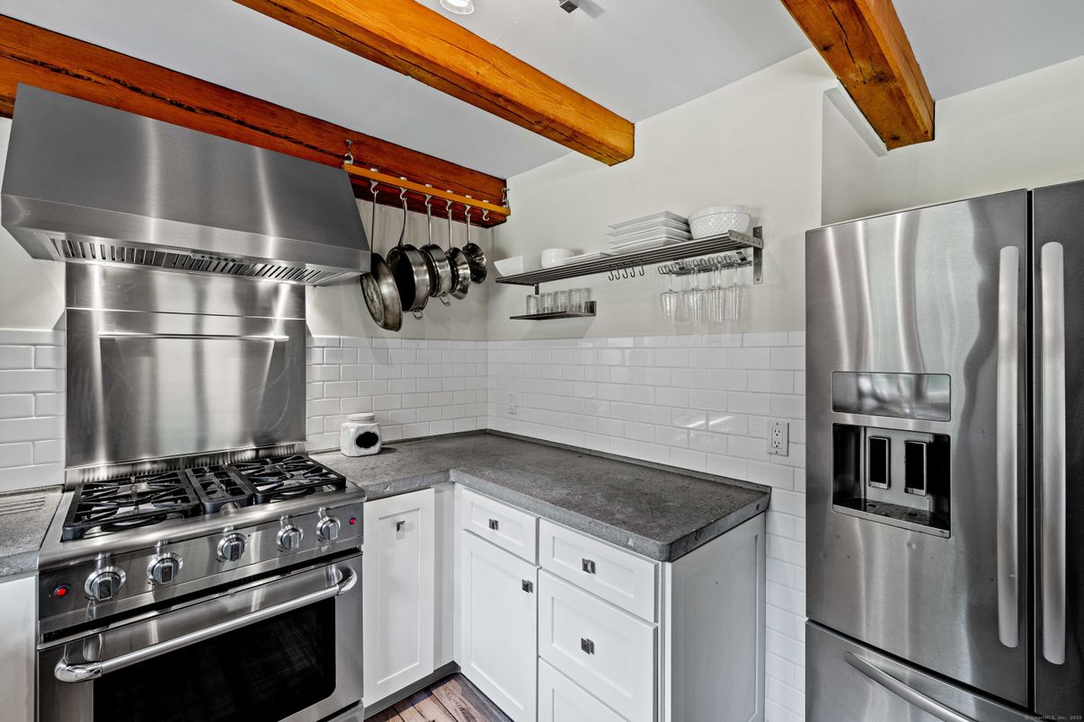 Interior, Kitchen, Stainless Steel Appliances, Wooden Beams