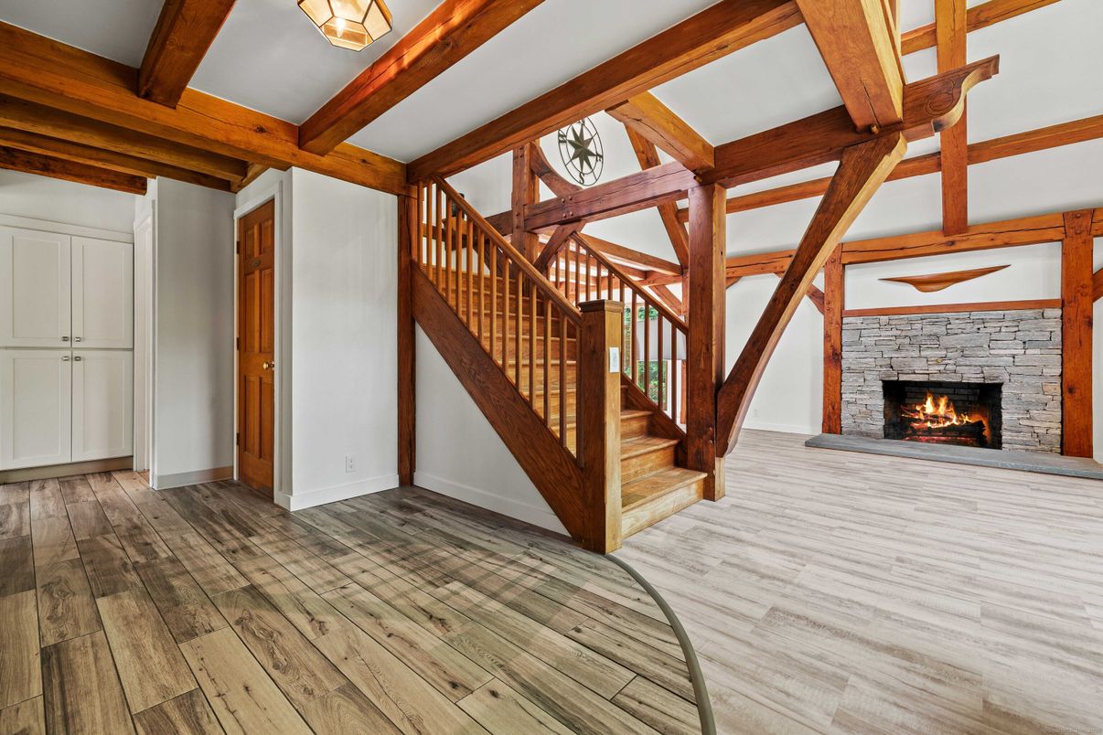 Fireplace, Interior, Wooden Beams, Wood Texture Flooring