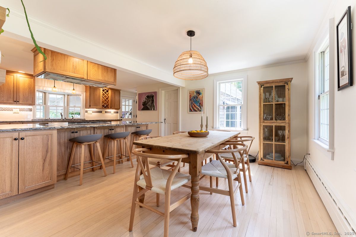 Dining room, Interior, Kitchen, Pendant Lights, Wood Texture Flooring