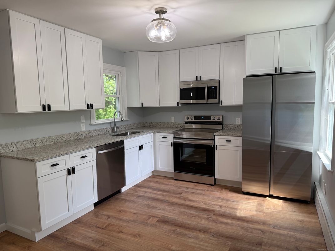 Interior, Kitchen, Stainless Steel Appliances, Wood Texture Flooring