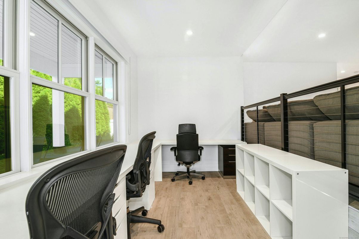 Home Office, Interior, Recessed Lighting, Wood Texture Flooring