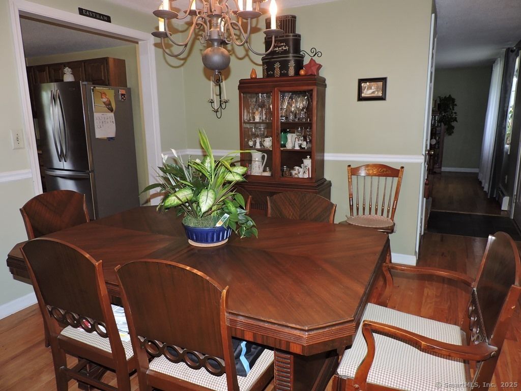 Chandelier, Dining room, Interior, Wood Texture Flooring
