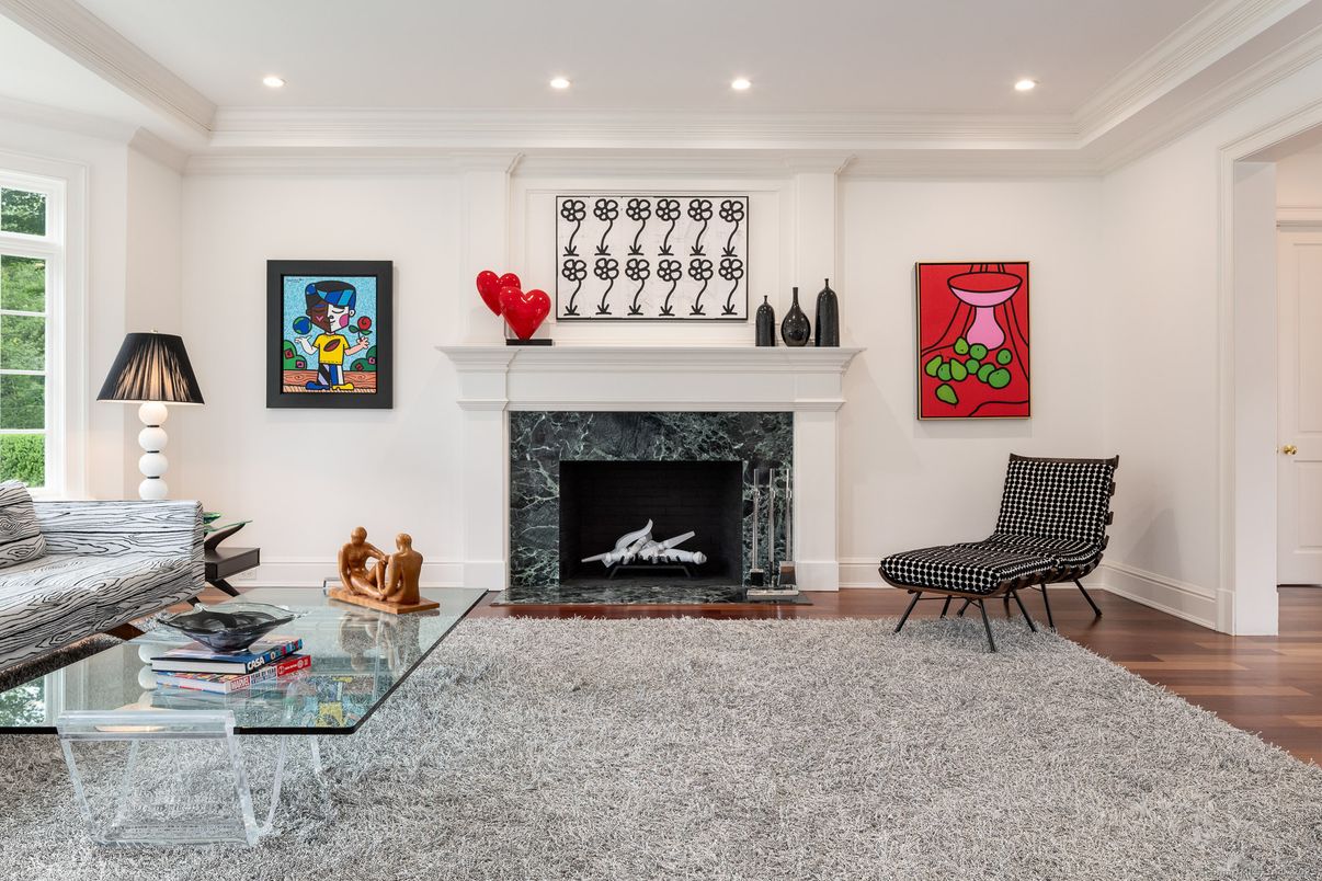 Fireplace, Interior, Recessed Lighting, Wood Texture Flooring