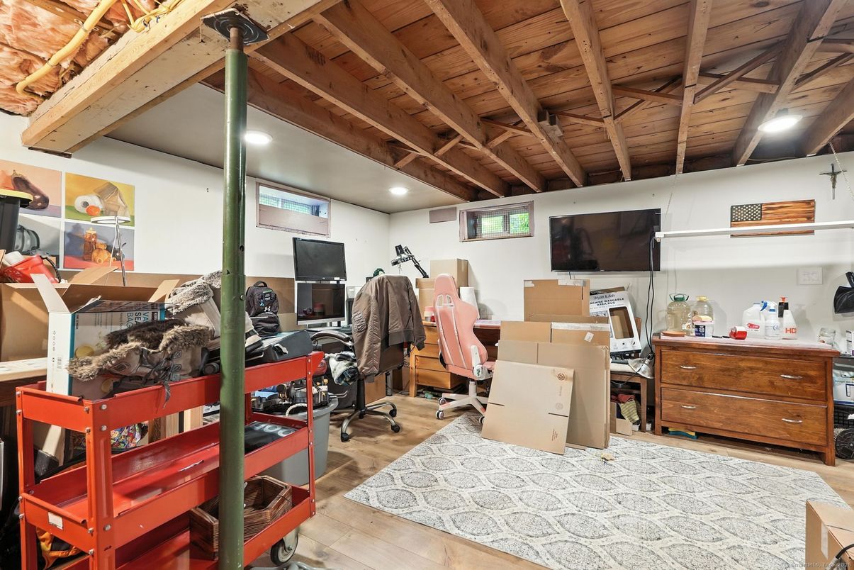Home Office, Interior, Recessed Lighting, Wooden Beams, Wooden Ceilings, Wood Texture Flooring