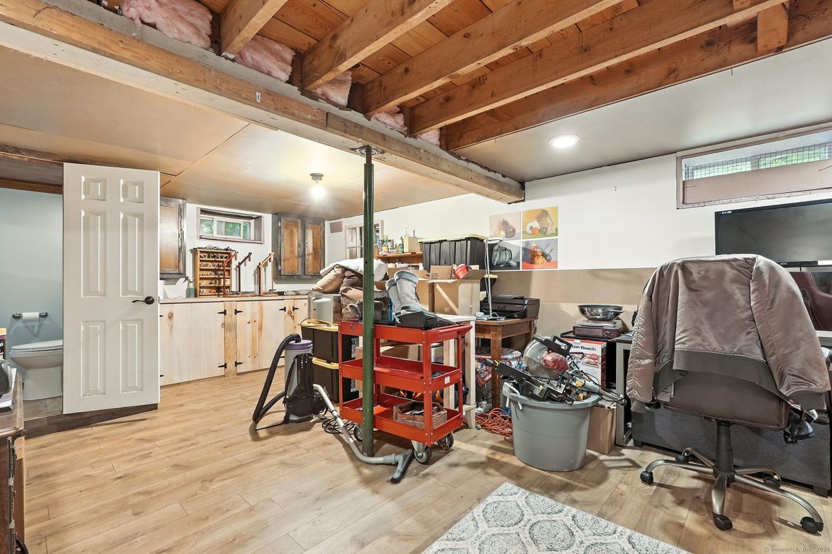 Home Office, Interior, Recessed Lighting, Wooden Beams, Wooden Ceilings, Wood Texture Flooring