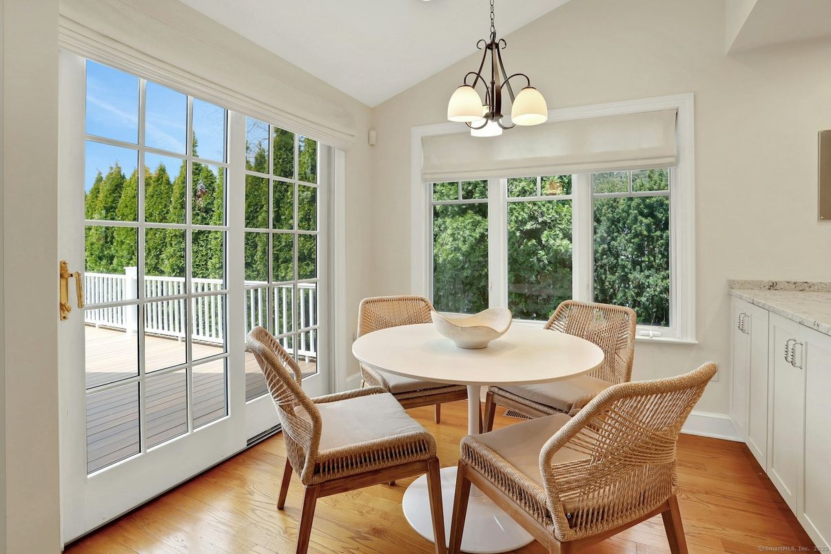 Dining room, Interior, Pendant Lights, Sun Room, Wood Texture Flooring