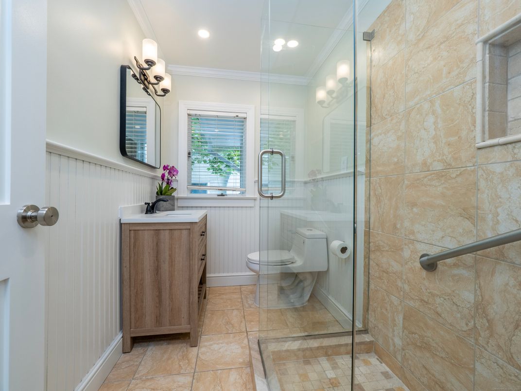 Bathroom, Glass Shower, Interior, Recessed Lighting