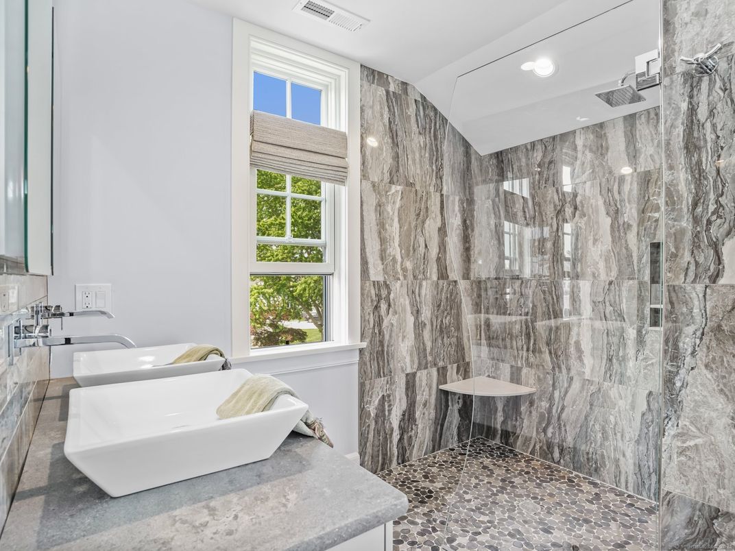 Bathroom, Free Standing Baths, Interior, Marble Walls, Recessed Lighting