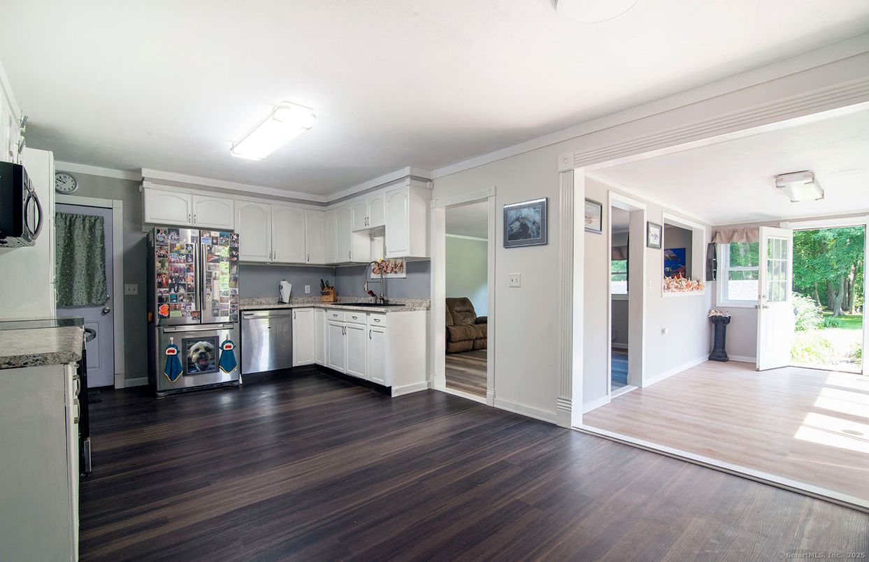 Interior, Kitchen, Stainless Steel Appliances, Wood Texture Flooring