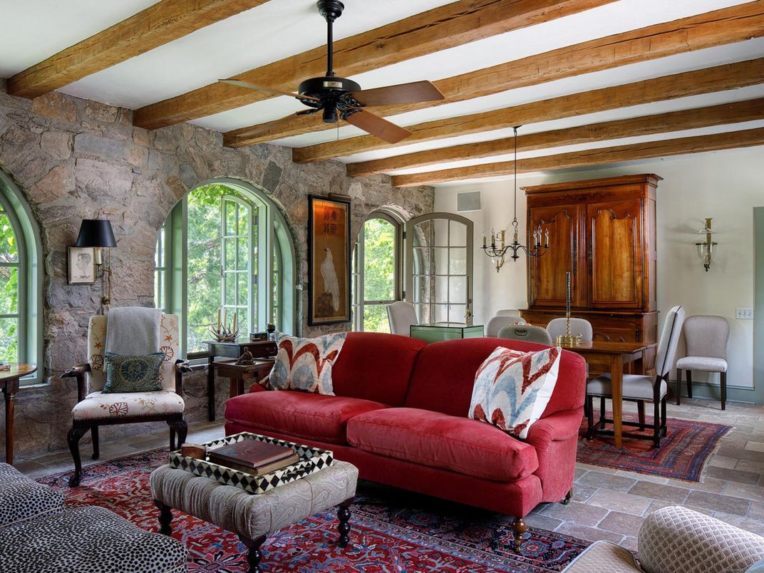 Interior, Living room, Stone Walls, Wooden Beams