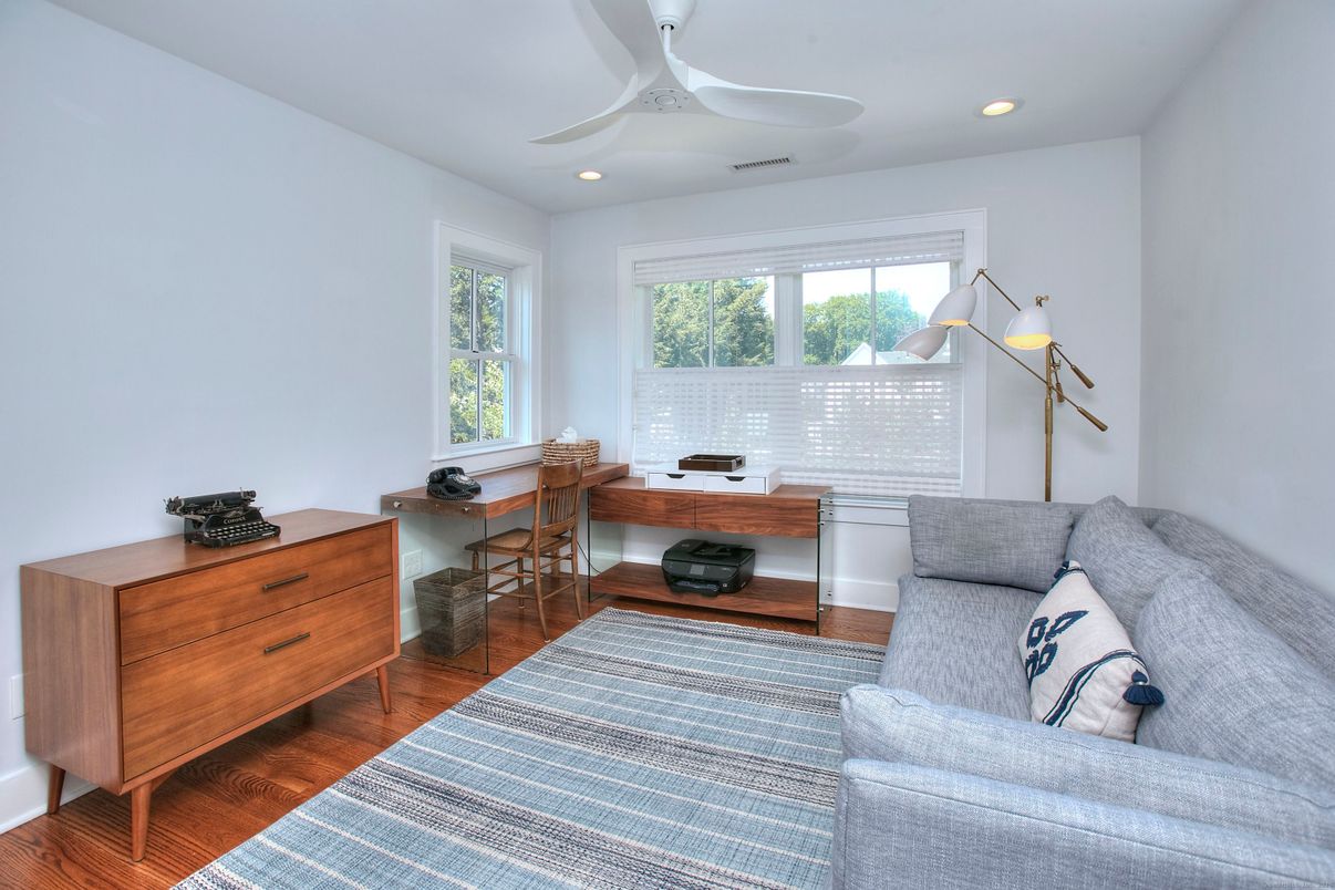 Home Office, Interior, Recessed Lighting, Wood Texture Flooring