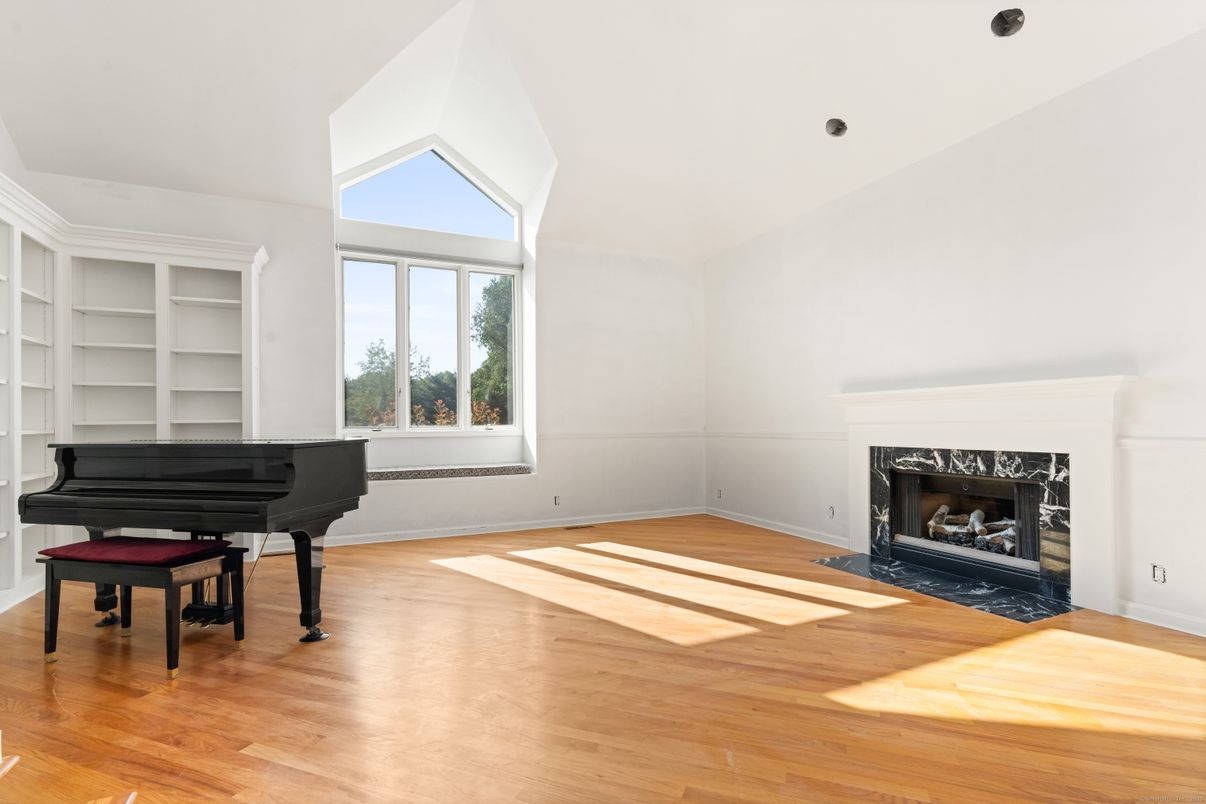 Fireplace, Interior, Piano, Wood Texture Flooring