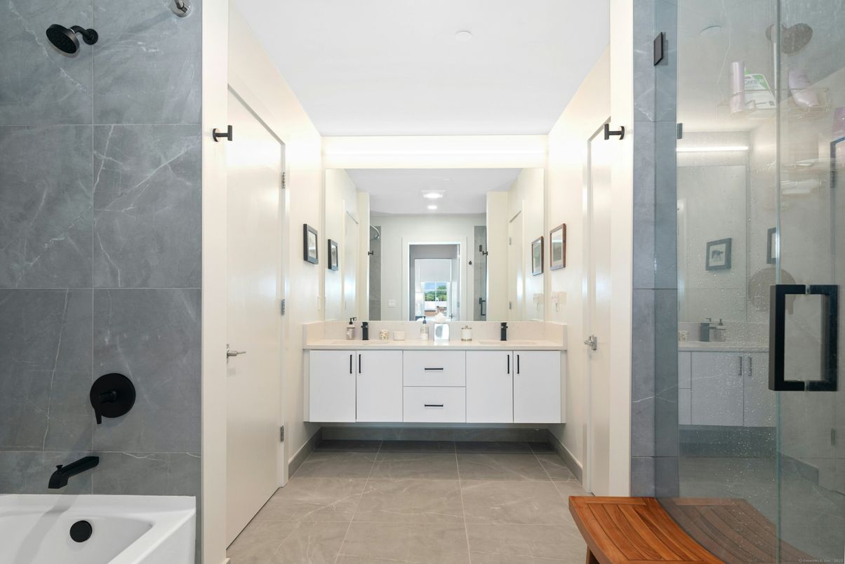 Bathroom, Dual Sink Vanities, Glass Shower, Interior, Recessed Lighting