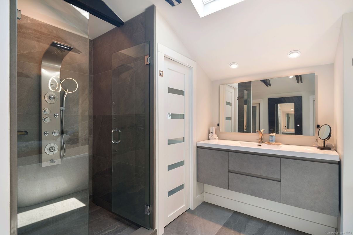 Bathroom, Glass Shower, Interior, Recessed Lighting