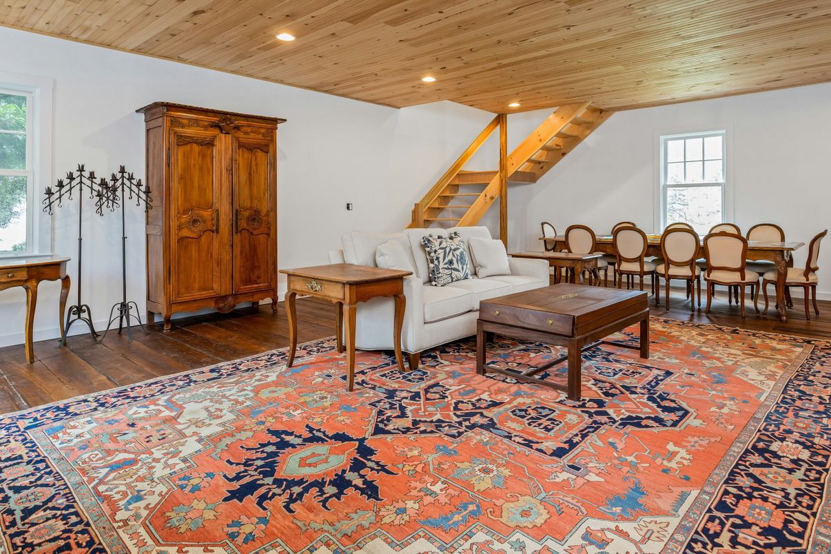 Dining room, Interior, Recessed Lighting, Wooden Ceilings, Wood Texture Flooring